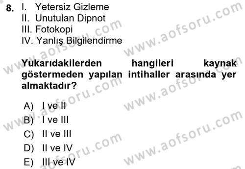 Temel Bilgi Teknolojileri 2 Dersi 2024 - 2025 Yılı (Final) Dönem Sonu Sınav Soruları 8. Soru