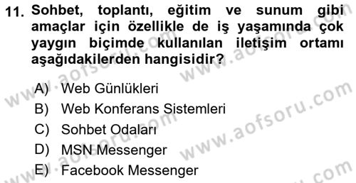 Temel Bilgi Teknolojileri 2 Dersi 2024 - 2025 Yılı Yaz Okulu Sınav Soruları 11. Soru