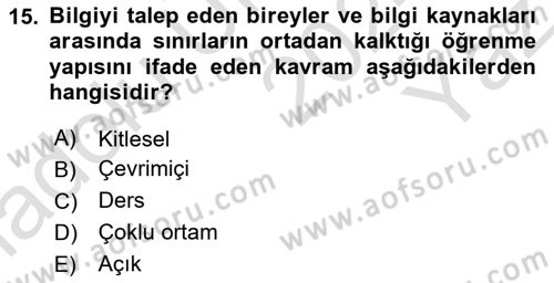 Temel Bilgi Teknolojileri 2 Dersi 2024 - 2025 Yılı Yaz Okulu Sınav Soruları 15. Soru