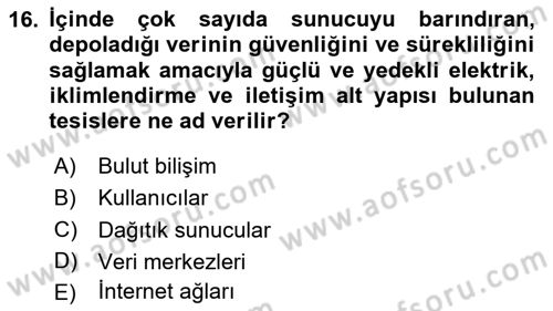 Temel Bilgi Teknolojileri 2 Dersi 2024 - 2025 Yılı Yaz Okulu Sınav Soruları 16. Soru