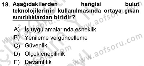 Temel Bilgi Teknolojileri 2 Dersi 2024 - 2025 Yılı Yaz Okulu Sınav Soruları 18. Soru