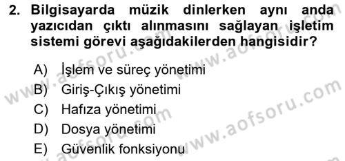 Temel Bilgi Teknolojileri 2 Dersi 2024 - 2025 Yılı Yaz Okulu Sınav Soruları 2. Soru