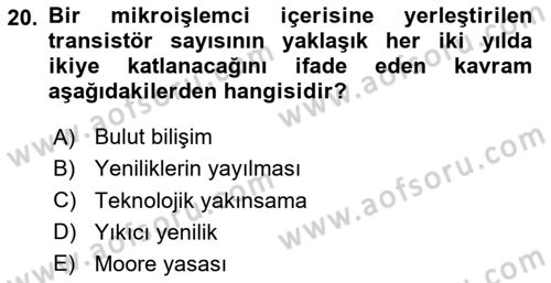 Temel Bilgi Teknolojileri 2 Dersi 2024 - 2025 Yılı Yaz Okulu Sınav Soruları 20. Soru