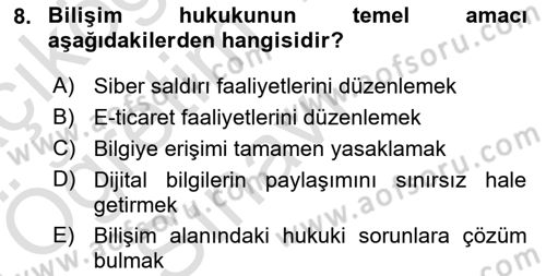 Temel Bilgi Teknolojileri 2 Dersi 2024 - 2025 Yılı Yaz Okulu Sınav Soruları 8. Soru