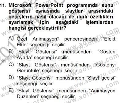 Bilgisayar 1 Dersi 2012 - 2013 Yılı (Final) Dönem Sonu Sınav Soruları 11. Soru