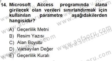 Bilgisayar 1 Dersi 2012 - 2013 Yılı (Final) Dönem Sonu Sınav Soruları 14. Soru