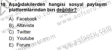 Bilgisayar 1 Dersi 2012 - 2013 Yılı (Final) Dönem Sonu Sınav Soruları 19. Soru