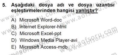 Bilgisayar 1 Dersi 2012 - 2013 Yılı (Final) Dönem Sonu Sınavı 5. Soru