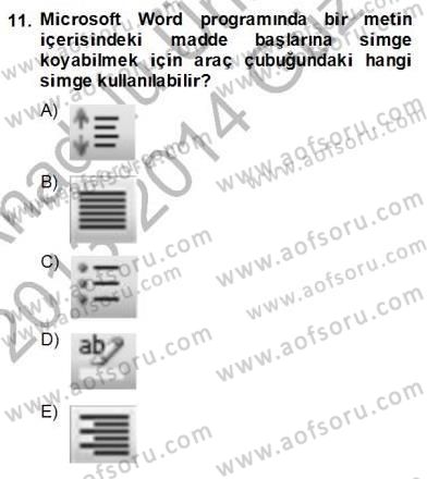 Bilgisayar 1 Dersi 2013 - 2014 Yılı (Vize) Ara Sınav Soruları 11. Soru