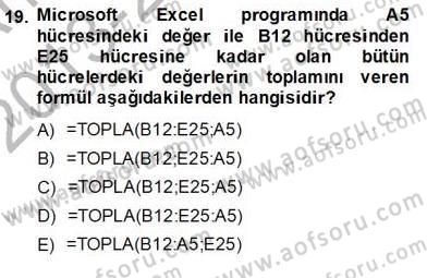 Bilgisayar 1 Dersi 2013 - 2014 Yılı (Vize) Ara Sınav Soruları 19. Soru