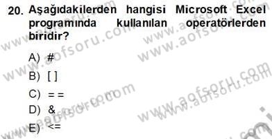Bilgisayar 1 Dersi 2013 - 2014 Yılı (Vize) Ara Sınav Soruları 20. Soru