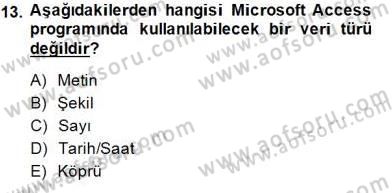 Bilgisayar 1 Dersi 2013 - 2014 Yılı (Final) Dönem Sonu Sınavı 13. Soru