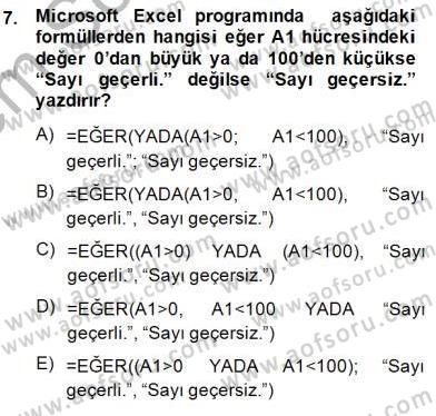 Bilgisayar 1 Dersi 2013 - 2014 Yılı (Final) Dönem Sonu Sınav Soruları 7. Soru