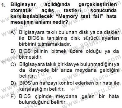 Bilgisayar 1 Dersi Ara Sınavı Deneme Sınav Soruları 1. Soru
