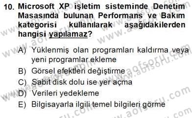 Bilgisayar 1 Dersi Ara Sınavı Deneme Sınav Soruları 10. Soru