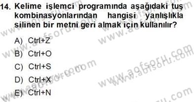 Bilgisayar 1 Dersi Ara Sınavı Deneme Sınav Soruları 14. Soru