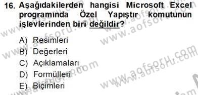 Bilgisayar 1 Dersi Ara Sınavı Deneme Sınav Soruları 16. Soru