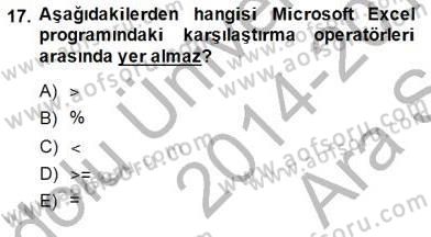 Bilgisayar 1 Dersi Ara Sınavı Deneme Sınav Soruları 17. Soru