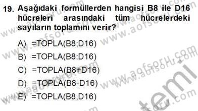 Bilgisayar 1 Dersi Ara Sınavı Deneme Sınav Soruları 19. Soru