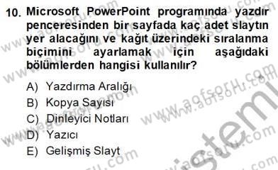 Bilgisayar 1 Dersi 2014 - 2015 Yılı (Final) Dönem Sonu Sınav Soruları 10. Soru