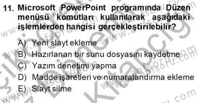 Bilgisayar 1 Dersi 2014 - 2015 Yılı (Final) Dönem Sonu Sınav Soruları 11. Soru