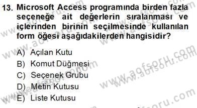 Bilgisayar 1 Dersi 2014 - 2015 Yılı (Final) Dönem Sonu Sınav Soruları 13. Soru