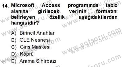 Bilgisayar 1 Dersi 2014 - 2015 Yılı (Final) Dönem Sonu Sınav Soruları 14. Soru