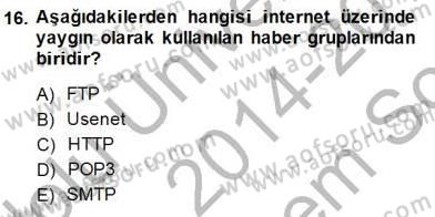 Bilgisayar 1 Dersi 2014 - 2015 Yılı (Final) Dönem Sonu Sınav Soruları 16. Soru