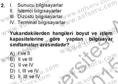 Bilgisayar 1 Dersi 2014 - 2015 Yılı (Final) Dönem Sonu Sınav Soruları 2. Soru