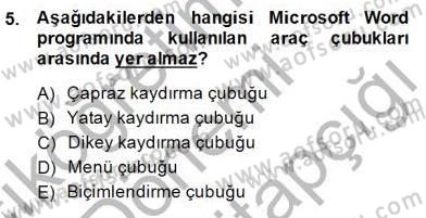 Bilgisayar 1 Dersi 2014 - 2015 Yılı (Final) Dönem Sonu Sınav Soruları 5. Soru