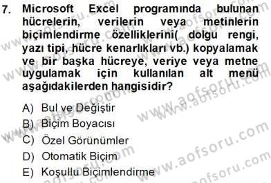 Bilgisayar 1 Dersi 2014 - 2015 Yılı (Final) Dönem Sonu Sınav Soruları 7. Soru