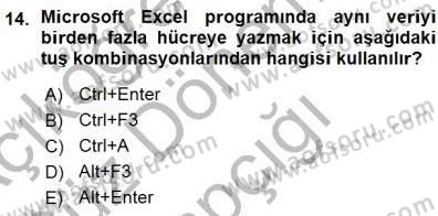 Bilgisayar 1 Dersi 2015 - 2016 Yılı (Vize) Ara Sınavı 14. Soru