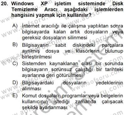 Bilgisayar 1 Dersi 2015 - 2016 Yılı (Vize) Ara Sınavı 20. Soru