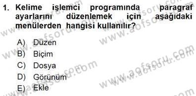 Bilgisayar 1 Dersi 2015 - 2016 Yılı (Final) Dönem Sonu Sınav Soruları 1. Soru