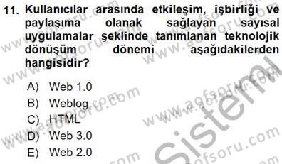 Bilgisayar 1 Dersi 2015 - 2016 Yılı (Final) Dönem Sonu Sınav Soruları 11. Soru