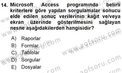 Bilgisayar 1 Dersi 2015 - 2016 Yılı (Final) Dönem Sonu Sınav Soruları 14. Soru