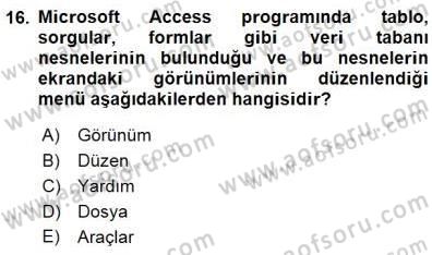 Bilgisayar 1 Dersi 2015 - 2016 Yılı (Final) Dönem Sonu Sınav Soruları 16. Soru