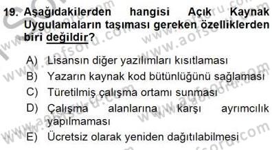 Bilgisayar 1 Dersi 2015 - 2016 Yılı (Final) Dönem Sonu Sınav Soruları 19. Soru