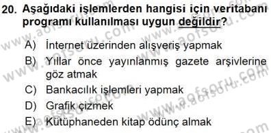 Bilgisayar 1 Dersi 2015 - 2016 Yılı (Final) Dönem Sonu Sınav Soruları 20. Soru