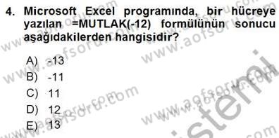 Bilgisayar 1 Dersi 2015 - 2016 Yılı (Final) Dönem Sonu Sınav Soruları 4. Soru