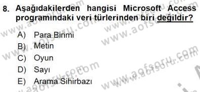 Bilgisayar 1 Dersi 2015 - 2016 Yılı (Final) Dönem Sonu Sınav Soruları 8. Soru