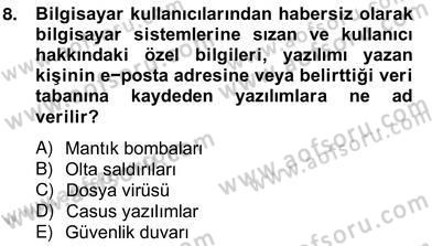 Bilgisayar 2 Dersi 2012 - 2013 Yılı (Vize) Ara Sınav Soruları 8. Soru