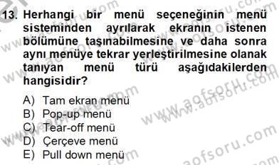 Bilgisayar 2 Dersi 2012 - 2013 Yılı (Final) Dönem Sonu Sınav Soruları 13. Soru