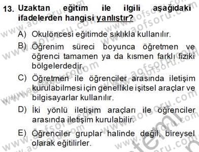 Bilgisayar 2 Dersi 2013 - 2014 Yılı (Final) Dönem Sonu Sınav Soruları 13. Soru