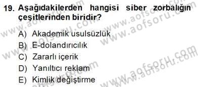 Bilgisayar 2 Dersi 2014 - 2015 Yılı (Final) Dönem Sonu Sınav Soruları 19. Soru