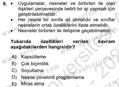İleri Programlama 1 Dersi 2021 - 2022 Yılı (Vize) Ara Sınav Soruları 6. Soru