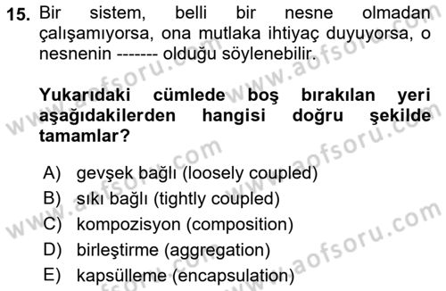 İleri Programlama 1 Dersi 2021 - 2022 Yılı (Final) Dönem Sonu Sınav Soruları 15. Soru