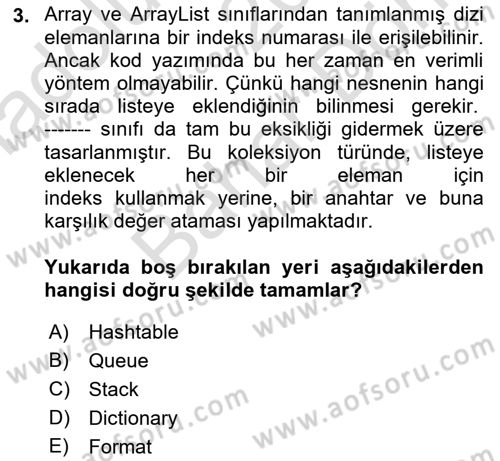 İleri Programlama 1 Dersi 2021 - 2022 Yılı (Final) Dönem Sonu Sınav Soruları 3. Soru
