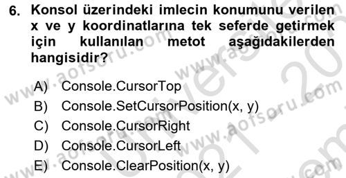 İleri Programlama 1 Dersi 2021 - 2022 Yılı (Final) Dönem Sonu Sınav Soruları 6. Soru