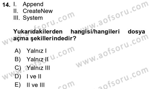 İleri Programlama 1 Dersi 2021 - 2022 Yılı Yaz Okulu Sınav Soruları 14. Soru